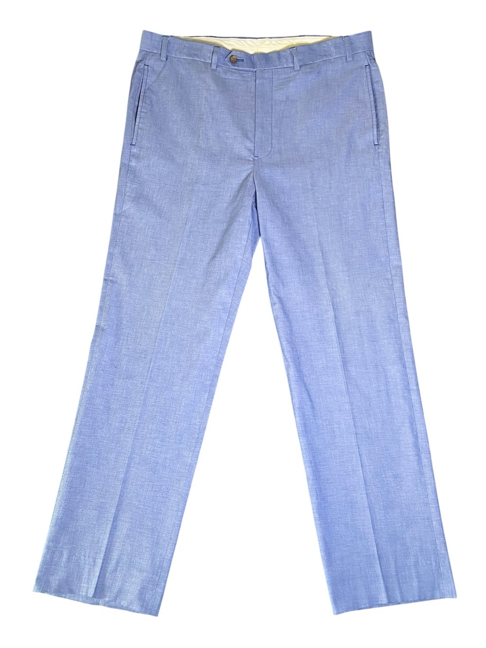 Brooks Brothers Fitzgerald Flat Front 100% Cotton Pants Heathered Blue 36x34**